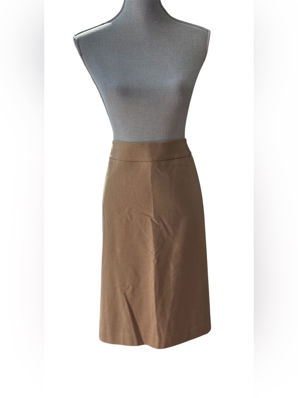 Lands' End Camel Tan Wool Cashmere Blend Knee Length A Line Skirt Size 14